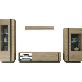 Home Affaire Wohnwand HOME AFFAIRE "CLAiR Kombi 22", braun (eiche artisan), B:340cm H:194cm T:40cm, Kastenmöbel-Sets, Wohnwand