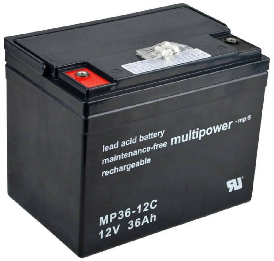Multipower MP36-12C AGM Batterie 12V 36Ah für Rollstuhl, Elektromobil und Scooter Batterie, (12 V V)