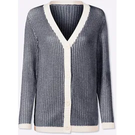 Sieh an! Strickjacke in Dunkelblau-Ecru-gemustert 52