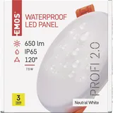 EMOS LED Panel Einbauleuchte 7,5W, extra-flacher 650 lm runder Einbaustrahler, Neutralweiß IP65 wasserdicht für Feuchträume oder Außen, Farbe weiß, Durchmesser 10 cm, rahmenlos