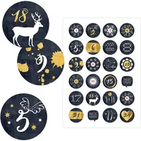 24 Adventskalenderzahlen SCHWARZGOLD, Adventskalender Zahlen Aufkleber, (gold = simuliert),Tiere, schwarz, Männer, Adventszeit,