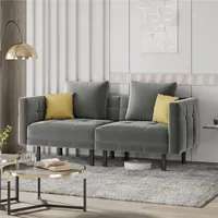 Yaheetech - Schlafsofa 2-Sitzer-Sofa mit Sitz- & Liege- & Schlafmodus Klappsofa mit 4 Kissen Multifunktionale Couch fürs