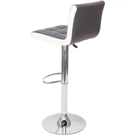 Mendler 2er-Set Barhocker HWC-G87, Tresenhocker Barstuhl, höhenverstellbar ~ Kunstleder grau-weiß, Chromfuß