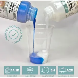 Reschimica Flüssiges Silikon Kautschuk Abformsilikon weich 1:1 1 kg Blau
