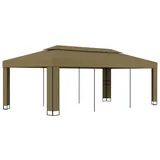 furnicato Partyzelt Pavillon mit Doppeldach 3x6 m Taupe 180 g/m2 grau 3 cm x 6 cm