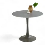 Stolkom Esstisch rund in Marmor Optik, Grau - Außergewöhnlicher Esszimmertisch mit Metallgestell für Küche und Esszimmer - 90 x 75 x 90 cm (B/H/T)