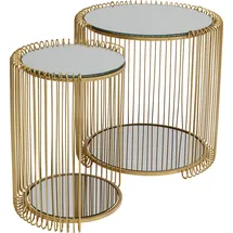 Kare DESIGN Beistelltisch Wire Double 87673 2er Set Glas Gold Messing