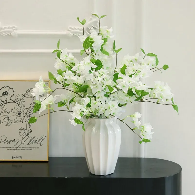 【3 € Rabatt ab 10 €】5 Stück 29,52 Zoll/74,98 cm Bougainvillea-Künstliche Blumen, Bougainvillea-Fälschungsäste, Künstliche Blumenranken für Zuhause, Garten, Hochzeit, Party, Innen- und Außenbereich, Blumenarrangement und DIY-Dekoration (weiß)