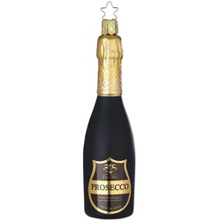 INGE-GLAS® Christbaumschmuck Prosecco Salute 14cm (1-tlg), mundgeblasen, handbemalt schwarz