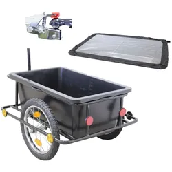 Fahrradanhänger mit Kupplung 90L Plane Handwagen Transportanhänger Lastenanhä...