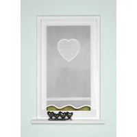 HOME WOHNIDEEN Corazon, Fenster-/Türbehang, aus Batist, gebogt, mit Häkelborte, Tunneldurchzug, Farbe: Weiß, Maße (h x b): (80 x 40 cm), 054517-0101 80 X 40, White