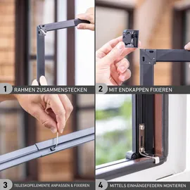 WINDHAGER Insektenschutz-Fensterrahmen Click & Protect 130 x 140 cm Weiß