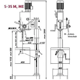 ELMAG STRANDS Getriebe-Säulenbohrmaschine S 35 M inkl. einem Behälter Getriebeöl