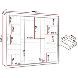 Mirjan24 Schwebetürenschrank Wika 200 x 200 x 62 cm Braun