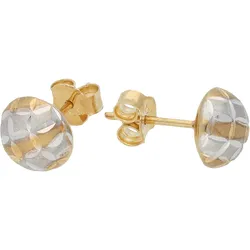 Paar Ohrstecker VIVANCE "Ohrstecker bicolor", gelb (gelbgold 375), Ohrringe, Damen, Gelbgold 375, diamantiert/satiniert