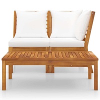 vidaXL Garten-Lounge-Set Akazie Massivholz 3-tlg. Kissen creme