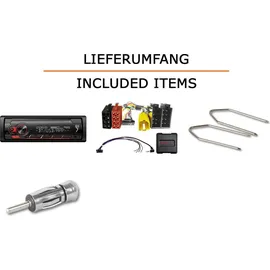 JUST SOUND best choice for caraudio Autoradio Einbaupaket Pioneer MVH-S320BT Renault Kangoo 1 Tuner List Lenkradfernbedienung | Bluetooth USB