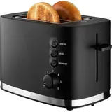 Toaster 2 scheiben aus Edelstahl, Schwarz, 1,5Zoll Langschlitz, Auftauen, Aufwärm, 6 Broteinstellungen, Abnehmbar, für Brot, Bagel, Frühstück - Schwarz