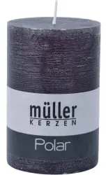 Müller Kerzen Polar Stumpenkerzen 120/78mm, Raureif-Effekt 5461207889 , 1 Packung = 4 Stück, asphalt