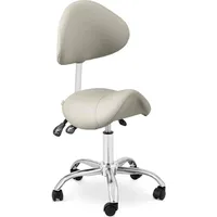 Physa Bürostuhl, Sattelstuhl Sattelhocker mit Lehne Rollhocker Grau, Silbern höhenverstellbar