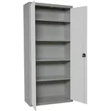 Proregal Stahlschrank Metall 100x180x40 cm Weiß-Grau 4 Fachböden