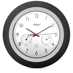 Mebus 19449 Wanduhr Digitale Wanduhr Rund Schwarz, Weiß