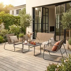 sweeek Gartenlounge Set 4-tlg. Anthrazit/Natur