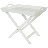 elbmöbel Tabletttisch Tablett Tisch weiß Holz (FALSCH), Beistelltisch: Tablett 57x50x41 cm weiß Cottage Stil weiß