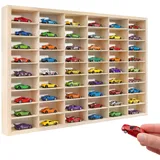 Creative Deco Setzkasten Holz Sammlervitrine für Autos - 54 verstellbare Fächer | Horizontales Wandregal für Miniaturen | Schaukasten Vitrine Hängend Sammelbox Sammelvitrine 60 x 40 x 5,5 cm