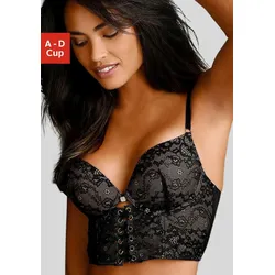 Push-up-BH JETTE, Damen, Gr. 75, Cup B, schwarz, Spitze, Obermaterial: 82% Polyamid, 9% Elasthan, 9% Polyester, sexy, BHs, in hübscher Bustier-Form, sexy Dessous