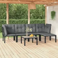 Ankonbej 6-tlg. Garten-Lounge-Set Schwarz und Grau Poly Rattan - Schwarz/Grau/Dunkelgrau