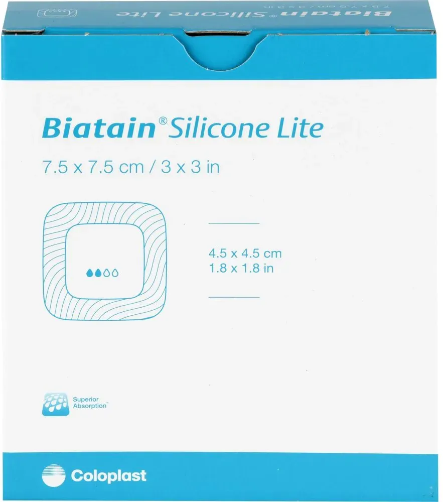BIATAIN Silicone Lite Schaumverband 7,5x7,5 cm 10 St