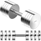 luxuskollektion Kurzhantel Verstellbar Set Stahl 5 kg 10 kg 15 kg 25 kg 1 x 25 kg silberfarben