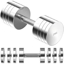 luxuskollektion Kurzhantel Verstellbar Set Stahl 5 kg 10 kg 15 kg 25 kg 1 x 25 kg silberfarben
