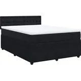 vidaXL Boxspringbett mit Matratze Schwarz 140x200 cm Samt