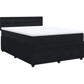 vidaXL Boxspringbett mit Matratze Schwarz 140x200 cm Samt