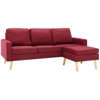 VidaXL 3-Sitzer-Sofa mit Hocker Weinrot Stoff
