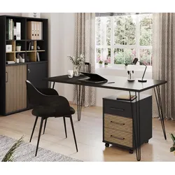 Tchibo - Schreibtisch »Hank« - 140x80x74cm - schwarz - Holz / Stahl / Metall