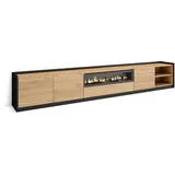 SKRAUT HOME Lowboard 310x50x37 cm Eiche Schwarz Holzwerkstoff