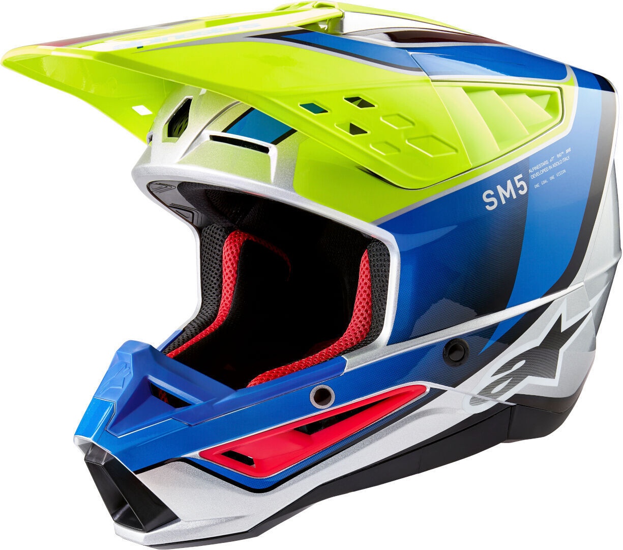 Alpinestars S-M5 Sail 2024 Motocross Helm, blau-gelb, Größe L