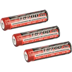 XCell 3x Kraftmax 18650 Pro Akku mit PCB Schutzschaltung - speziell für LED Taschenlampen 3,7V 9,62 Wh