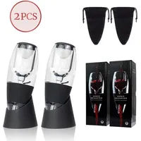 Todeco 2 Stück Weinbelüfter, Wein Dekanter mit Filtern, Tropfschutzständer, Samtbeutel, Weindekanter Dekantierer Rotwein Aerator Set Ausgießer für