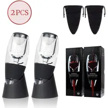 Todeco 2 Stück Weinbelüfter, Wein Dekanter mit Filtern, Tropfschutzständer, Samtbeutel, Weindekanter Dekantierer Rotwein Aerator Set Ausgießer für