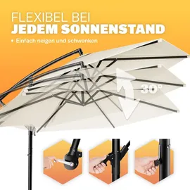 Kingsleeve Ampelschirm Alu Ø 300 cm creme inkl. Ständer