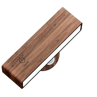 Blingbin Akku Wandleuchte Innen,Wandleuchte Kabellos Dimmbar 1 Stück Touch Control,Lampe ohne Bohren und Stromanschluss,Holz Wandlampe 360° drehbare Magnetische für Schlafzimmer Wohnzimmer