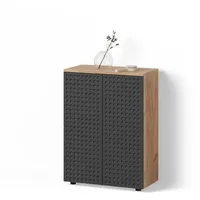 Livinity® Midischrank, Anthrazit, Eiche, 3 Fächer, Rechteckig, 60x81x30 cm,