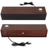 Jectse USB-Computerlautsprecher, HiFi-Stereo-Desktop-Soundbar aus Holz, Soundbar, Externer Lautsprecher mit Lautstärkeregler, 3,5-mm-AUX-Eingang, Kabelgebundene PC-Lautsprecher