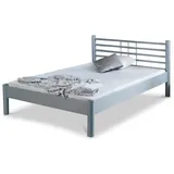 BedBox Metallbett modernes Metallbett Mia, klassisches Kopfteil, pulverbeschichtetes Metall silberfarben 140 cm x 200 cm x 41 cm