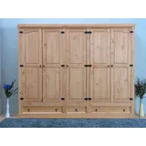 5Trg Massiv Kiefer Mexico Kleiderschrank "New Mexiko" Schlafzimmer-Schrank Natur - Braun