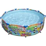 BESTWAY Steel Pro Paradise Frame Pool rund 274 x 66 cm bunt